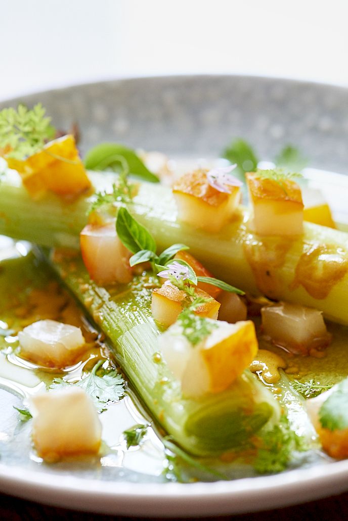 Poireaux à la vapeur présentation