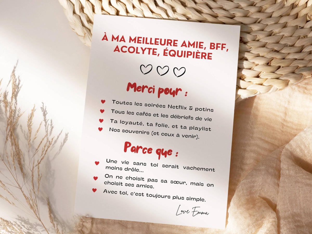 Carte message soutien amitié