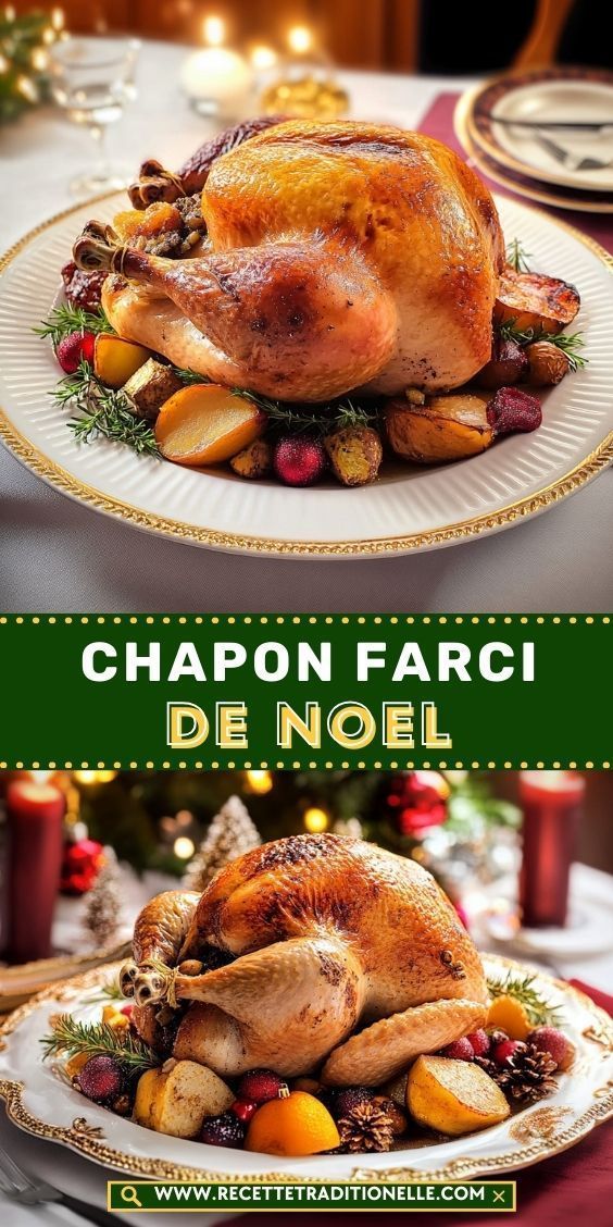 Chapon de Noël rôti