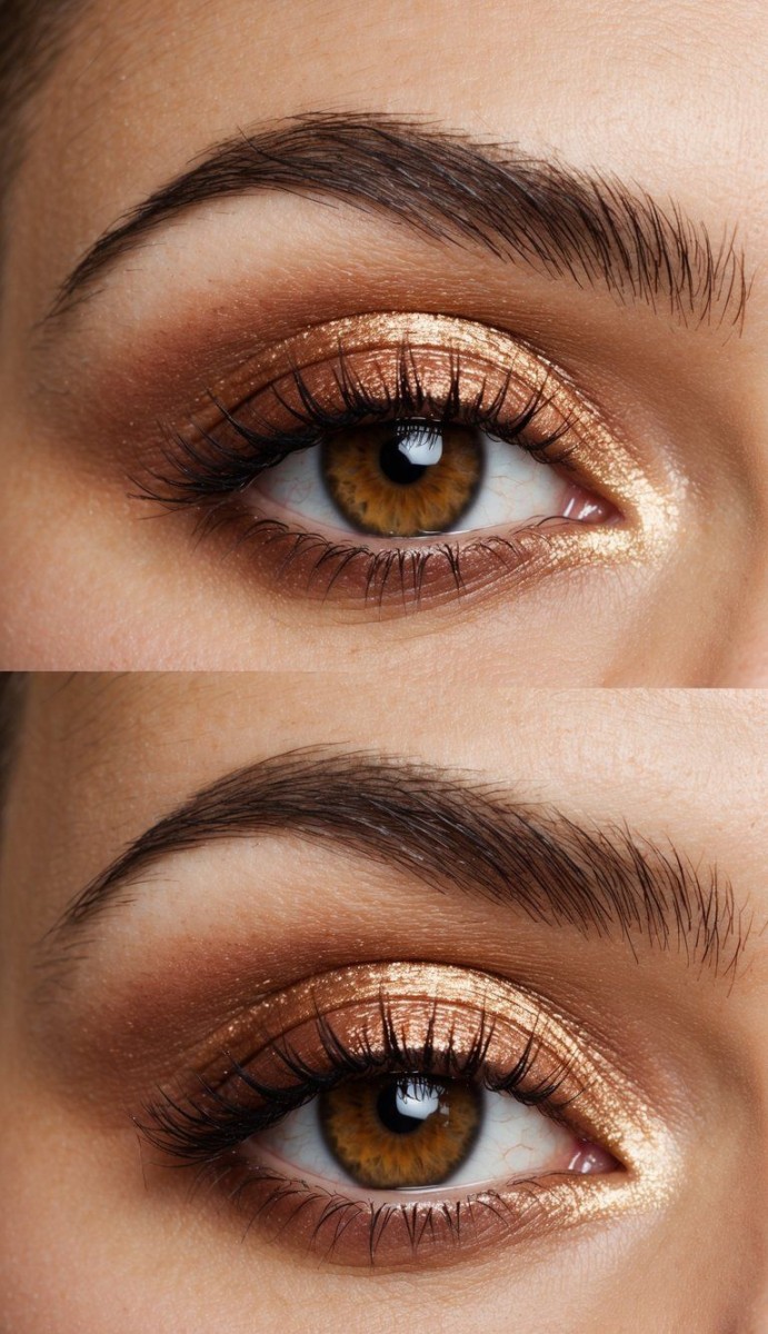 Maquillage yeux noisette doré