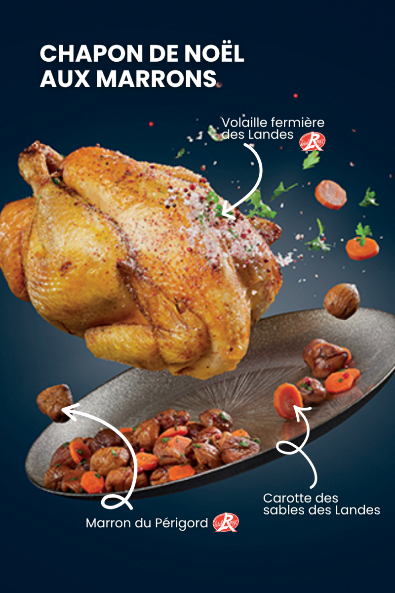 Chapon de Noël rôti